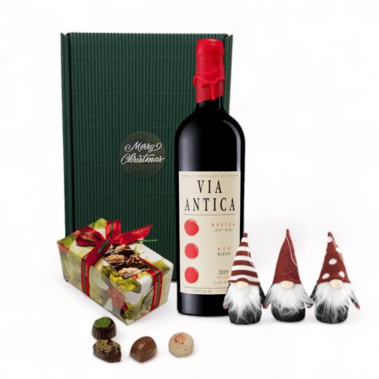 Подаръчна кутия с бутиково червено вино и белгиски шоколад
